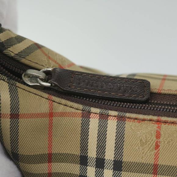 Burberrys Nova Check Shoulder Bag Nylon Canvas Beige Auth 60438 - Picture 11 of 16